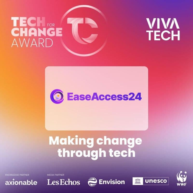 Tech for Change Award badge showing EaseAccess24